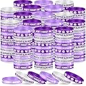 Landical 120 Pcs Alzheimer's Awareness Silicone Bracelets Purple Ribbon Motivational Rubber Wristbands Colored Alzheimer's Awareness wristbands For Event Support Charity Supplies Favor
