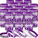 Landical 120 Pcs epilepsy awareness Silicone Bracelets Purple Ribbon Motivational Rubber Wristbands Colored epilepsy awareness wristbands For Event Support Charity Supplies Favor