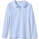Lands' End Girls Long Sleeve Peter Pan Collar Polo Shirt