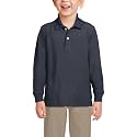 Lands' End School Uniform Kids Long Sleeve Mesh Polo Shirt