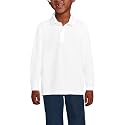 Lands' End School Uniform Kids Long Sleeve Mesh Polo Shirt