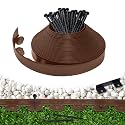 Landscape Edging Border 60 FT 2 Inch Tall with 120 Spikes, Plastic Edging for Landscaping, Garden Edging Border, Flower Bed, Paver and Lawn Edging Border, Brown