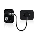 LandVK Child Safety Device Refrigerator Door Lock with Key and Adhesives, Cabinet Restrictor Cable for Baby and Toddler, Lock for Cupboards, Drawers, Fridge, Wardrobe, Black, Pack of 2