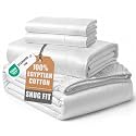 LANE LINEN 100% Egyptian Cotton Sheets Queen Size Sateen Weave - White