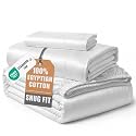LANE LINEN Twin Sheets 100% Egyptian Cotton Sateen - White