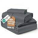 LANE LINEN Twin XL Sheet Sets Sateen Weave - Charcoal Swiss Dot