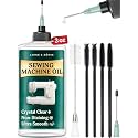 Lange & König 3.4 Oz Sewing Machine Oil Set Including 1" & 1.5" Precision Oil Applicators & 5X Specialized Deep Cleaning Brushes - Sewing Supplies, Sewing Products (Crystal Clear)