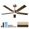 LANMEL Metal Ceiling Fan with Lights and Remote,52 Inch, Brown