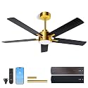 LANMEL Metal Ceiling Fan with Lights and Remote, 52 Inch, Gold &amp; Black