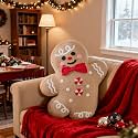 Lanpn Christmas Gingerbread Boy Pillow, Christmas Decoration Winter Throw Pillows Soft Fleece Sherpa 3D Shaped Ginger Bread Man Throw Cushion for Sofa Bedroom Xmas Decor (15.2x18.3 inch)