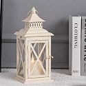 Lantern Decorative Indoor &amp; Outdoor,Large Square Hanging Spring Home Decor, Vintage Metal Decorative Candle Lanterns for Outdoor Patio Wedding Party Beige with Copper Brush