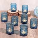 Lanttu 12 Pcs Blue Votive Candle Holder 2.1"x2.56" Tealight Candle Holders