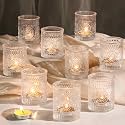 Lanttu 12 Pcs Clear Votive Candle Holder 2.1"x2.56" Tealight Candle Holder