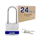 LanuBe Laminated Keyed Alike Padlock 24 Pack 1.6-in Wide Long Shackle