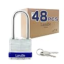 LanuBe Laminated Keyed Alike Padlock 48 Pack 1.6-in Wide Long Shackle
