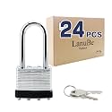 LanuBe Laminated Keyed Alike Padlock 24 Pack 1.6-in Wide Long Shackle
