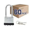 LanuBe Laminated Keyed Alike Padlock 60 Pack 1.6-in Wide Long Shackle