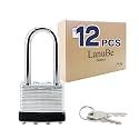 LanuBe Laminated Keyed Alike Padlock 12 Pack 1.6-in Wide Long Shackle