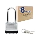 LanuBe Laminated Keyed Alike Padlock 6 Pack 1.6-in Wide Long Shackle