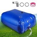 LANUEVA 105 Gal/400L Portable Water Storage Bladder, 1000D PVC Foldable Water Tank with Spigots and Overflow Kit, Water Storage Containers for Emergency Water, RV, Irrigation&Camping (Blue, 400L)