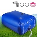 LANUEVA 158 Gal/600L Portable Water Storage Bladder, 1000D PVC Foldable Water Tank with Spigots and Overflow Kit, Water Storage Containers for Emergency Water, RV, Irrigation&amp;Camping (Blue, 600L)