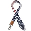 Lanyard for Keys and ID Badges, Neck Lanyard with Metal Clasp, Polyester Lanyard with Leather Accent