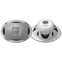 Lanzar 6x9 Inch Marine Speakers - 2 Way Water Resistant Audio Stereo Sound System with 500 Watt Power, Attachable Grills and Resin Treatment for Indoor and Outdoor Use - 1 Pair - AQ69CXS (Silver)