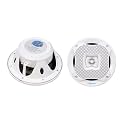 LANZAR Marine Speakers - 5.25 Inch 2 Way Water Resistant Audio Stereo Sound System with 400 Watt Power, Attachable Grills and Resin Treatment for Indoor and Outdoor Use - 1 Pair - AQ5CXW (White)