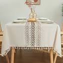 Laolitou Embroidery Tassel Tablecloth - Cotton Linen