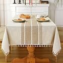 Laolitou Rustic Lattice Tablecloth Cotton Linen Waterproof