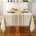 Laolitou Rustic Lattice Tablecloth Cotton Linen Waterproof