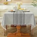 Laolitou Rustic Lattice Tablecloth Cotton Linen Waterproof
