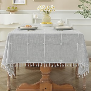 Laolitou Rustic Tablecloth Embroider- Waterproof Tablecloths for