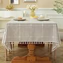 Laolitou Rustic Tablecloth Embroidery Fabric with Tassel