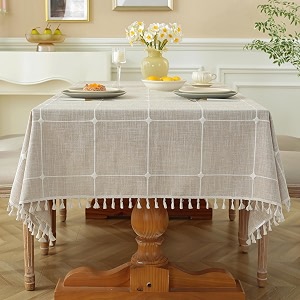 Laolitou Rustic Tablecloth Fabric with Tassel -
