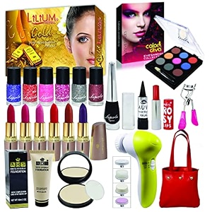 laperla exclusive beauty combo makeup set with gold facial kitmassager amp handbag