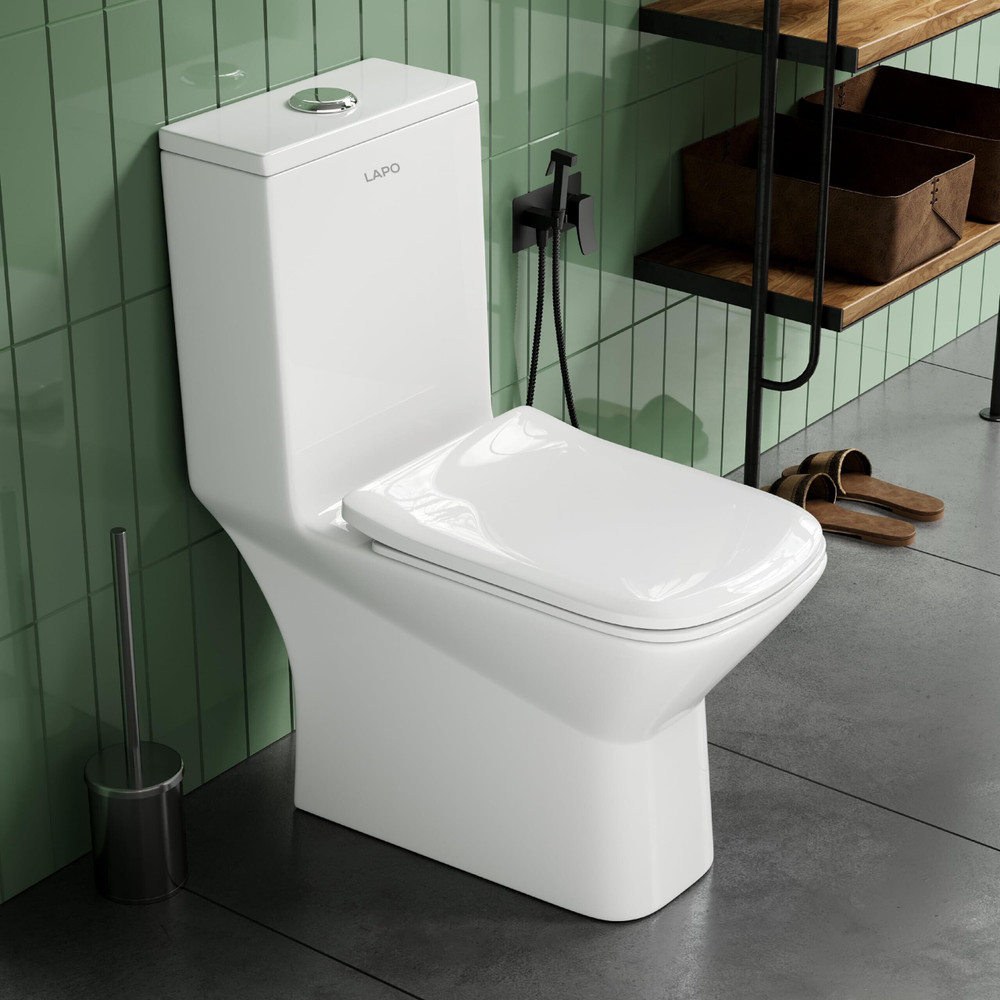 LAPO Ceramic One Piece Western Toilet Commode-(Crystal, 7 Yrs Warranty ...