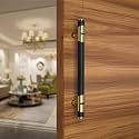LAPO Door Handle for Main Door 18 inch, Wooden &amp; Glass Door Handle, Door Pull Push Handle,Stainless Steel Pipe and Brass Base-Pack of 1 | Black-Gold Finish | 3 Years Warranty