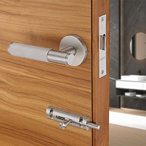 lapo brass heavy duty door lock for bathroom door lock balcony - store room door locks mortise keyless handle with baby latch for homeoffice  matt finish  3 years warranty ro-2100