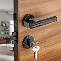 LAPO Brass Mortise Door Lock for Home Main Door & Bedroom with Handle | 3 Brass Keys | Heavy-Duty 70mm Cylinder | 50x85mm Body | Left-Right Fit 30-50mm Door Home Office Hotel | Black Finish | Ro-2100