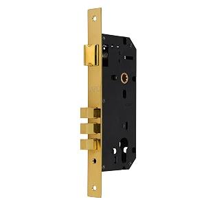lapo heavy duty brass lock body set for wooden door mortise lock body lock body 50 mm x 85 mm three bullet gold pvd finish-pack of 1 pcs