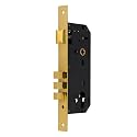 LAPO Heavy Duty Brass Lock Body Set for Wooden Door, Mortise Lock Body, Lock Body 50 mm x 85 mm Three Bullet (Gold PVD Finish)-Pack of 1 pcs