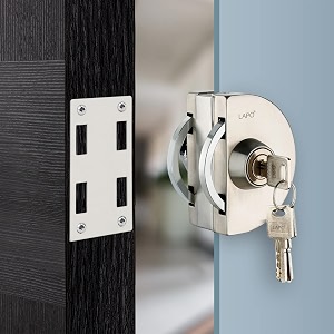 lapo single glass door lock for main door cabin balcony door for office amp homefits 10-12mm single open amp sliding doorsno drilling requiredone side knob one side key lock 3 keys - stainless steel