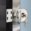Lapo Single Glass Door Lock for Main Door Cabin Balcony Door for Office & Home,Fits 10-12Mm Single Open & Sliding Doors,No Drilling Required,One Side Knob One Side Key Lock (3 Keys) - Stainless Steel