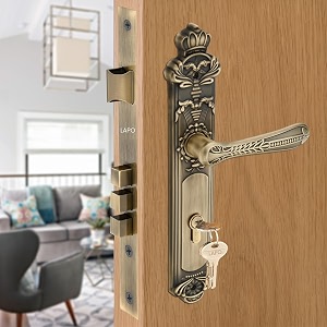 lapo mortise door lock for home main door amp bedroom with handle  50x85mm body  heavy-duty 70mm cylinder  3 brass keys  left-right fit 30-50mm door home office hotel  antique finish  ro-1039