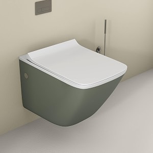lapo p trap wall hung toilet ceramic rimless commode wall hung western toilet with soft closing toilet seat olive green 21x14x14 inch-liva
