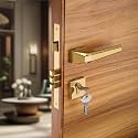 LAPO Mortise Door Lock for Home Main Door &amp; Bedroom with Handle - Left-Right Fit 30-50mm Door Home Office Hotel - Heavy-Duty 70mm Cylinder - 50x85mm Body - 3 Brass Keys | Gold Finish | Ro-125