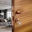 LAPO Brass Mortise Door Lock for Home Main Door & Bedroom with Handle | 3 Brass Key | Heavy-Duty 70mm Cylinder | 50x85mm Body | Left-Right Fit 30-50mm Door Home Office Hotel | RoseGold Finish | Ro-115