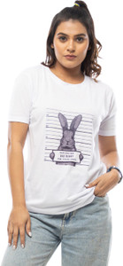 lappen fashion women printed round neck pure cotton white t-shirt
