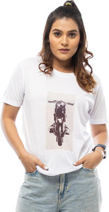 lappen fashion women printed round neck pure cotton white t-shirt